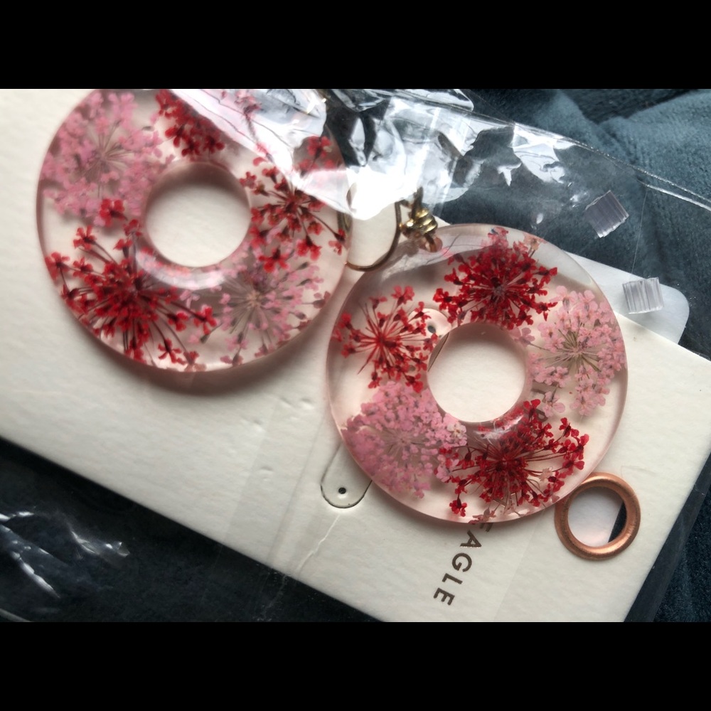 🆕 AERIE CLEAR FLORAL CIRCLE EARRINGS
